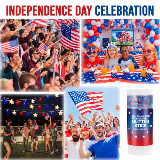 🦅4th of July Glitter Stick✨🔔Red, White & Blue Body & Hair Sparkle