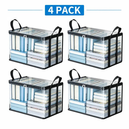 📦Large Clear Thick Plastic Storage Box with Hinged Lid Heavy-Duty Durable High Capacity Organizer, Perfect for Home, Camping, Travel, Attic and Moving-LUN