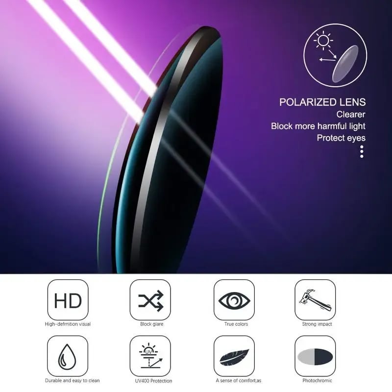 HD Polarized Photochromic Sunglasses UV400 Protection | Retro Oversized Square | Unisex 2026 Essential
