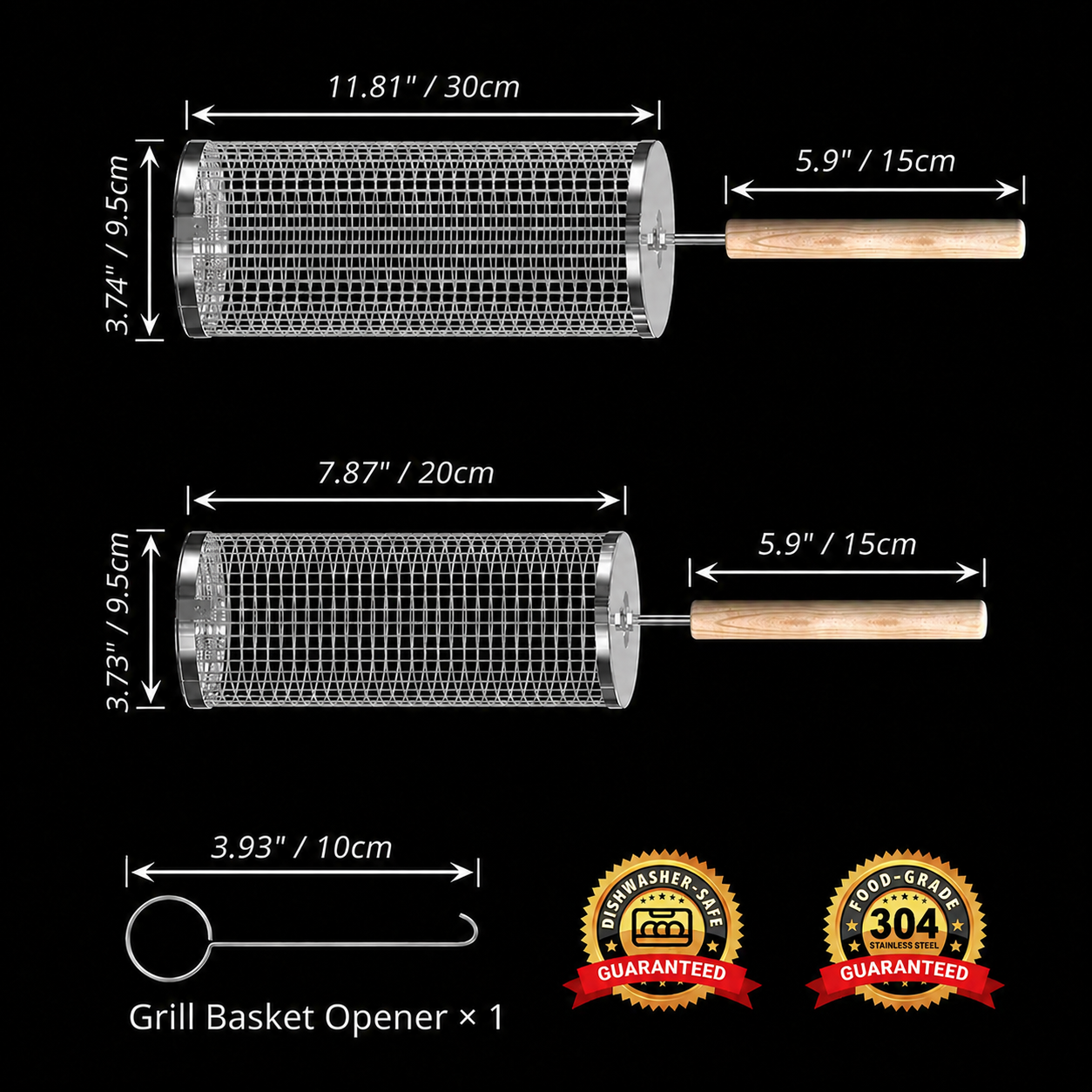 🔥 Last Day 50% OFF — Rolling Grill Basket Set 🥩 Grill Veggies, Shrimp & More with Ease