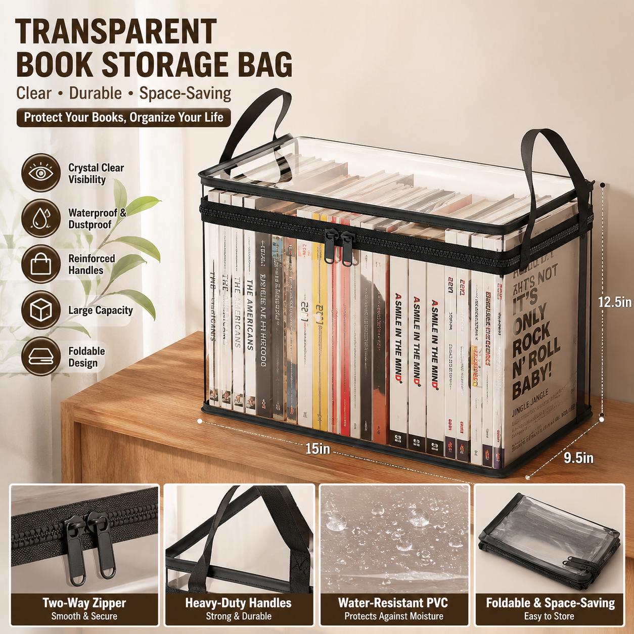 📦Large Clear Thick Plastic Storage Box with Hinged Lid Heavy-Duty Durable High Capacity Organizer, Perfect for Home, Camping, Travel, Attic and Moving-LUN