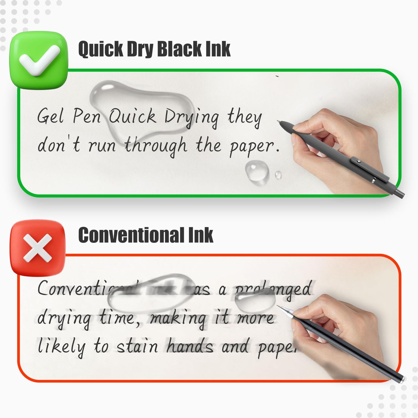 🔥6Pcs 0.5mm Black Retractable Gel Pens, Quick Dry Fine Point